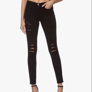 𝅺🌟frame Le Skinny de Jeanne Ripped Jeans in Film Noir🌟